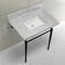 Fauceture KVPB3022M8SQ0 30" Console Sink with Brass Legs (8-Inch, 3 Hole), Marble White/Matte Black KVPB3022M8SQ0 - alternate 6